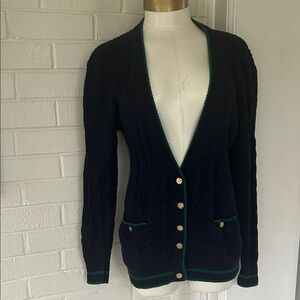 Vintage preppy navy cardigan